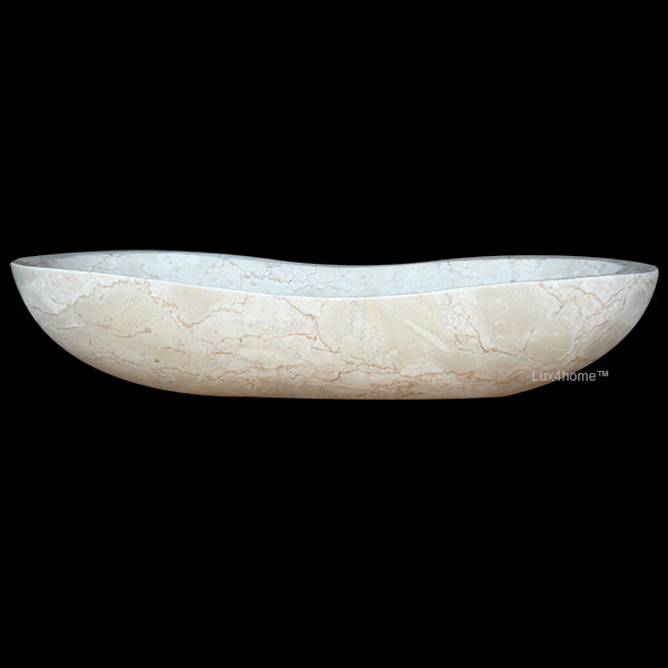 Umywalka marmurowa IDS 001 Cream Umywalka marmurowa IDS 001 Cream – wydłużona owalna misa, widok z boku