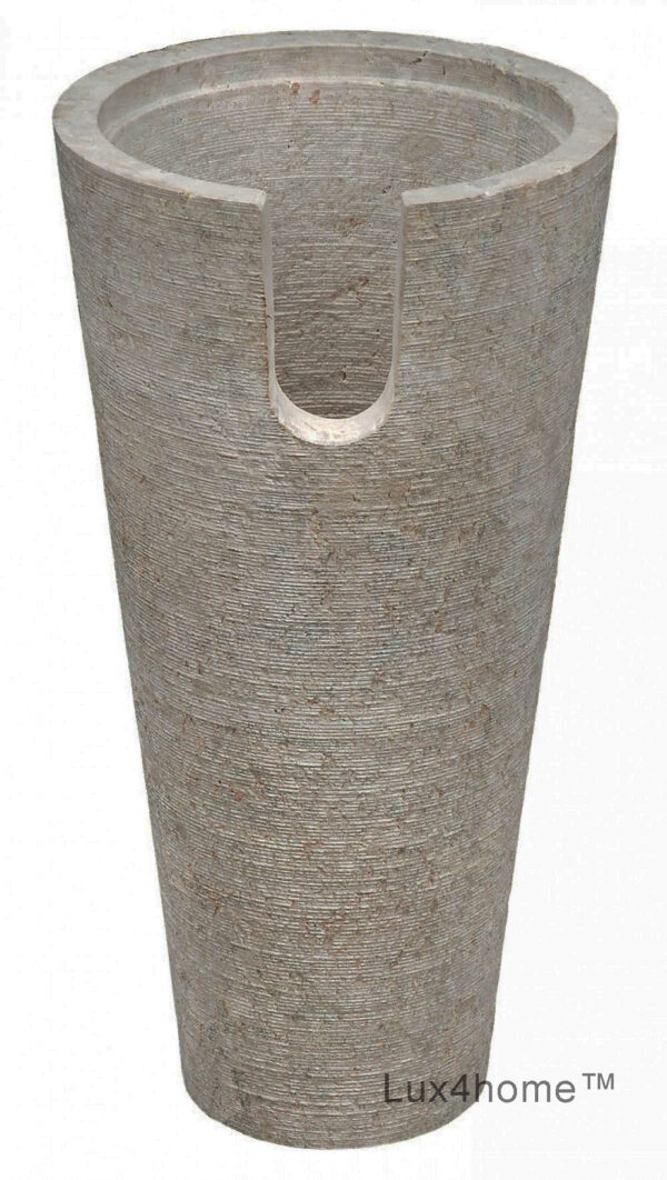 Umywalka wolnostojąca PEDESTAL HAMMERED Cream Umywalka wolnostojąca PEDESTAL HAMMERED Cream – widok tylnej strony z wycięciem instalacyjnym
