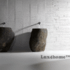 Umywalka z kamienia rzecznego SOLID PEDESTAL Umywalka z kamienia rzecznego SOLID PEDESTAL – w minimalistycznej białej łazience