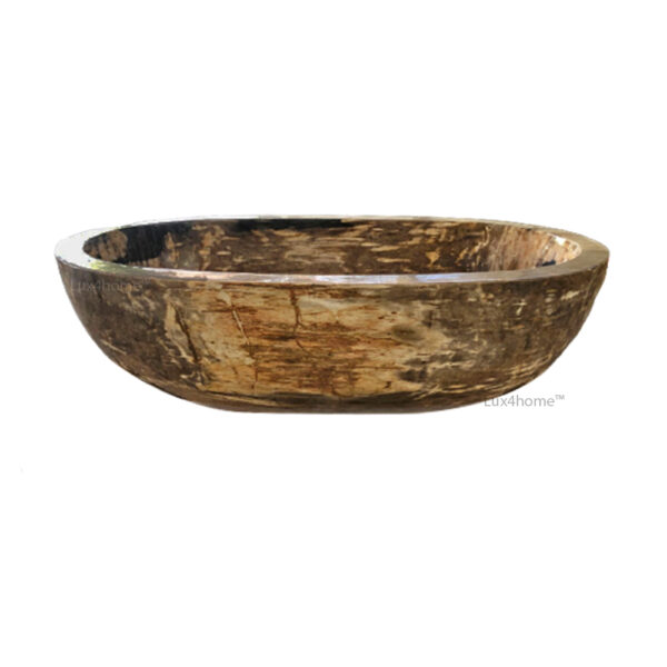 Wanna z drewna skamieniałego LIGNUM Brown Wanna z drewna skamieniałego LIGNUM Brown – naturalny rysunek skamieniałego drewna, widok z boku